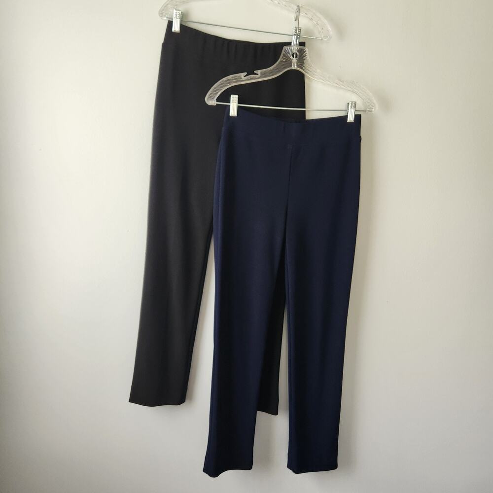 Joseph Ribkoff Pants Women 6 Navy Black 2 Pair Straight Ankle Back Slit Business